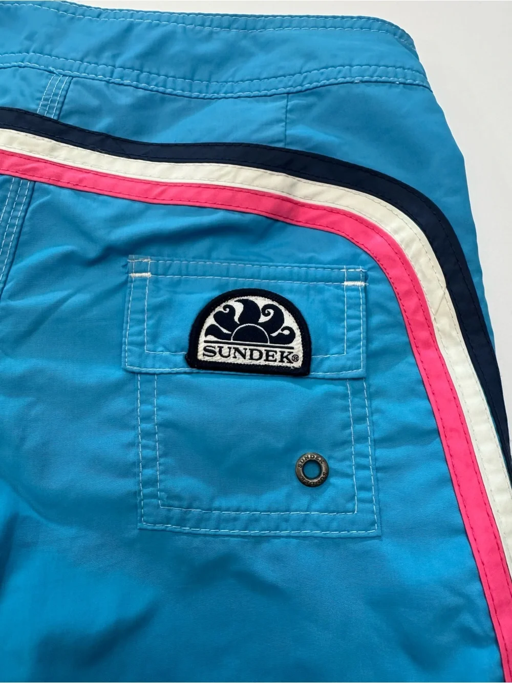 Sundek Bright Blue Kids Swim Trunks with White Drawstring Size 10